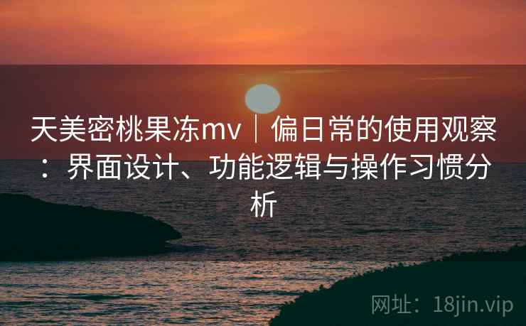 天美密桃果冻mv｜偏日常的使用观察：界面设计、功能逻辑与操作习惯分析