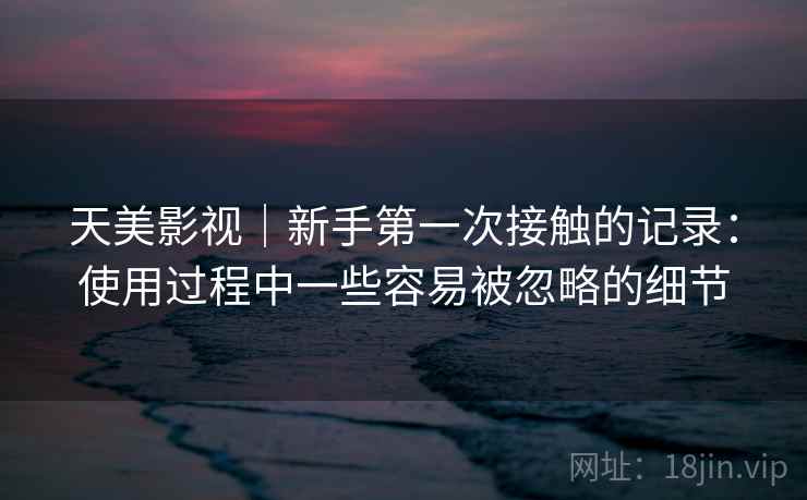 天美影视｜新手第一次接触的记录：使用过程中一些容易被忽略的细节