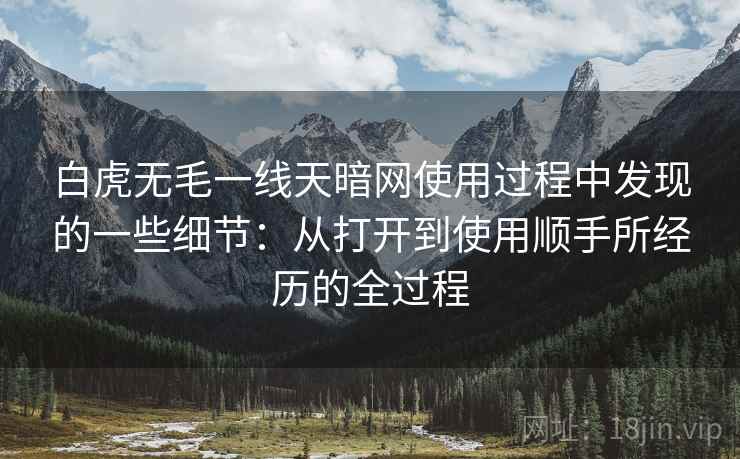 白虎无毛一线天暗网使用过程中发现的一些细节：从打开到使用顺手所经历的全过程